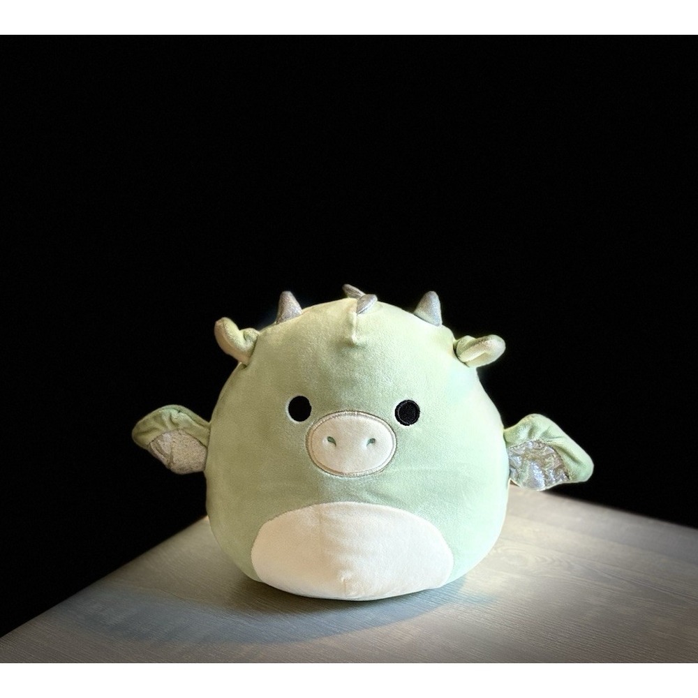 Squishmallows Drew the Dragon Mint Green 8in Glitter Wings Gently Pre-Owned